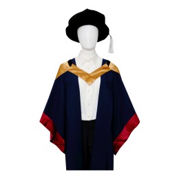 Tailor-made citrus color shawl graduation gown, custom-made red graduation gown with blue cuffs, doctor of hospitality and tourism management, Hong Kong Polytechnic University, PhD graduation gown, graduation gown manufacturer DA536 Tailor-made citrus color shawl graduation gown, custom-made red graduation gown with blue cuffs, doctor of hospitality and tourism management, Hong Kong Polytechnic University, PhD graduation gown, graduation gown manufacturer DA536